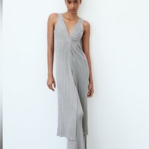 Zara Shimmering Silver Knit Top